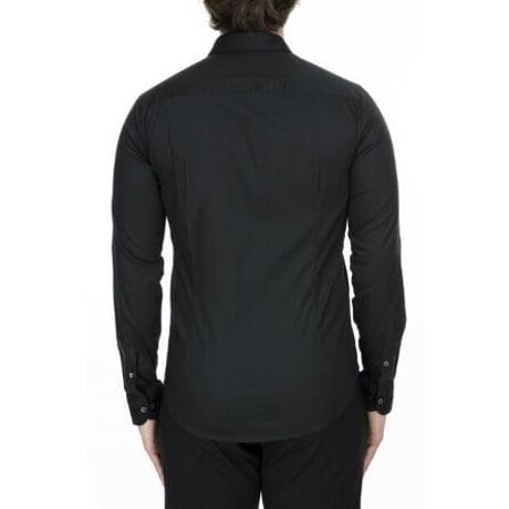 EMPORIO ARMANI エンポリオアルマーニ メンズ 黒 ブラック ドレスシャツ ブランド ロゴ スリムフィット 細身 タイト 8N1C09 1N06Z 0999 【完売】