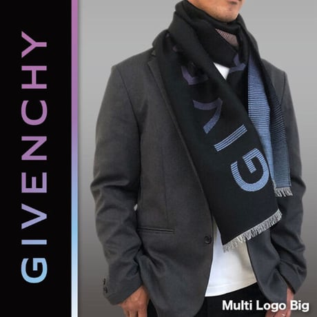 GIVENCHY マフラー　ジバンシィ ウール・シルク ブライダル ロゴマフラー　マルチロゴ　ビッグ　 J4249【完売】