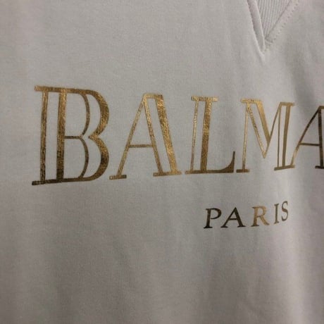 バルマン BALMAIN PARIS 8259 ロンT 薄手トレーナー スウェット 長袖 ラグラン トップス 白金 リブ メンズ