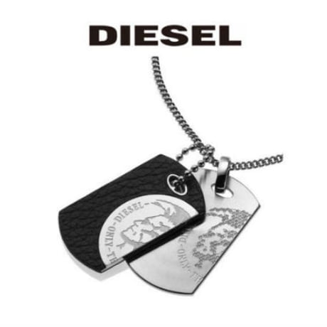 DIESEL ディーゼル DX0289040 プレート レザー ネックレス メンズ