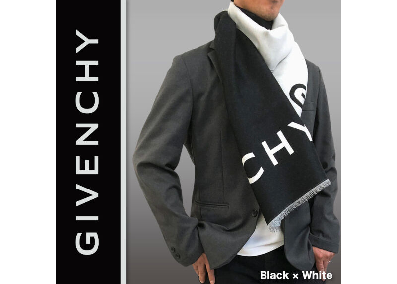GIVENCHY 新品未使用 マフラー ウール GIVENCHY ロゴ ウールブレンド マフラー 関税☆送料込 (GIVENCHY