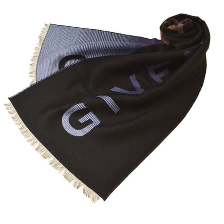 GIVENCHY マフラー　ジバンシィ ウール・シルク ブライダル ロゴマフラー　マルチロゴ　ビッグ　 J4249【完売】