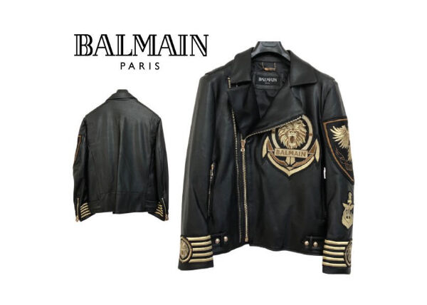 BALMAIN PARIS バルマン 8016 ブルゾン エコレザー ライダース