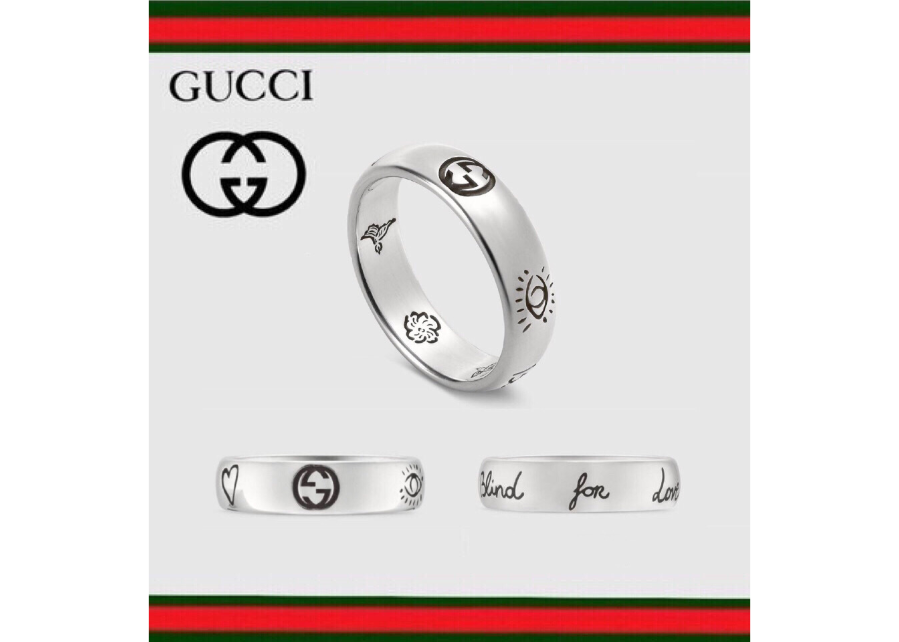 GUCCIシルバーリング11号ブラインドフォーラブ-