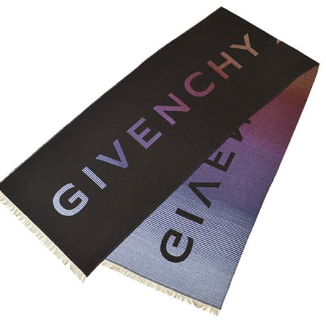 GIVENCHY マフラー　ジバンシィ ウール・シルク ブライダル ロゴマフラー　マルチロゴ　ビッグ　 J4249【完売】