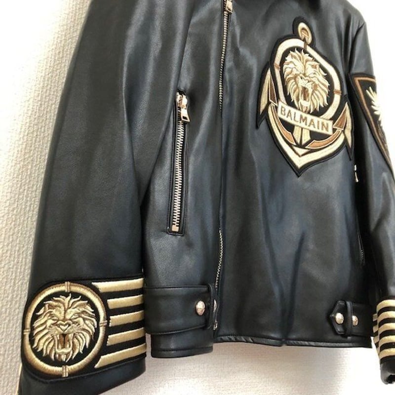 BALMAIN PARIS バルマン 8016 ブルゾン エコレザー ライダース