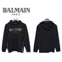 バルマン BALMAIN PARIS 8296 パーカー トレーナー スウェット 長袖 トップス 黒銀 シルバー メンズ