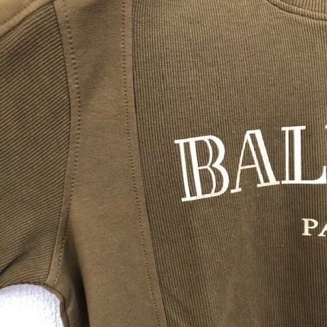 バルマン BALMAIN PARIS 336 トレーナー スウェット 長袖 オリーブ トップス メンズ