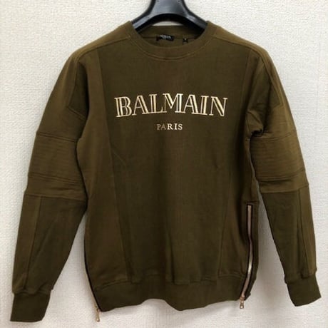 バルマン BALMAIN PARIS 336 トレーナー スウェット 長袖 オリーブ トップス メンズ
