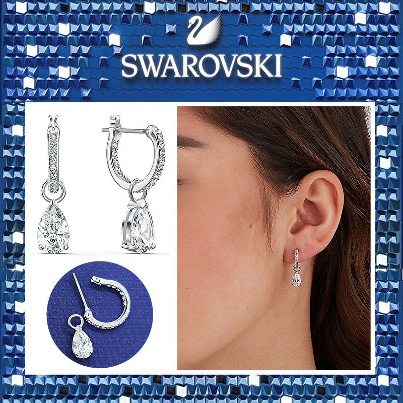 SWAROVSKI スワロフスキー ピアス フープピアス ドロップ型 2way