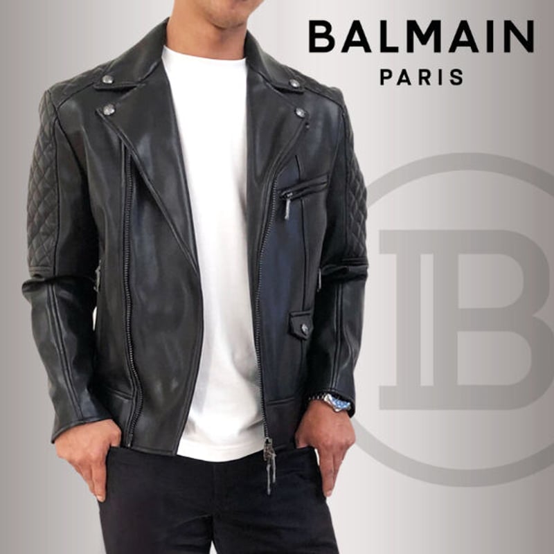 BALMAIN PARIS バルマン ライダース ジャケット メンズ エコレザー