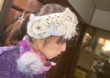 【chikkyknit】ネックウォーマーにもなるヘアバンド