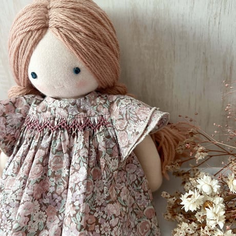 【印刷済み】Dollアネモネワンピース／スモッキング刺繍レシピset（型紙）