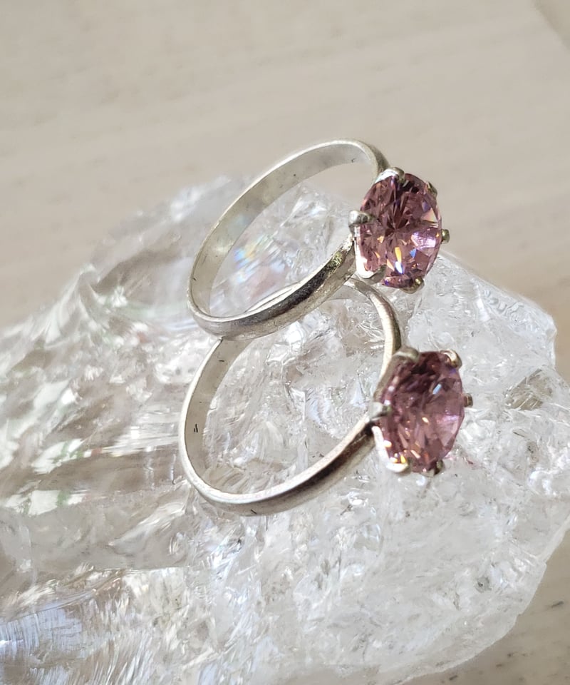 ダイヤカットピンクジルコンリング | Nepali jewelry
