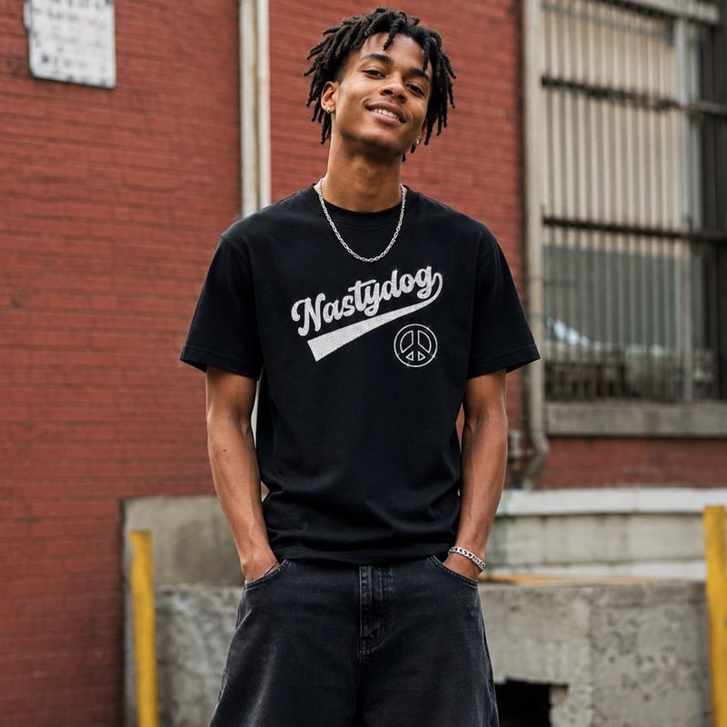 Rhinestone Script Tee(Black/White) | NastyDog O