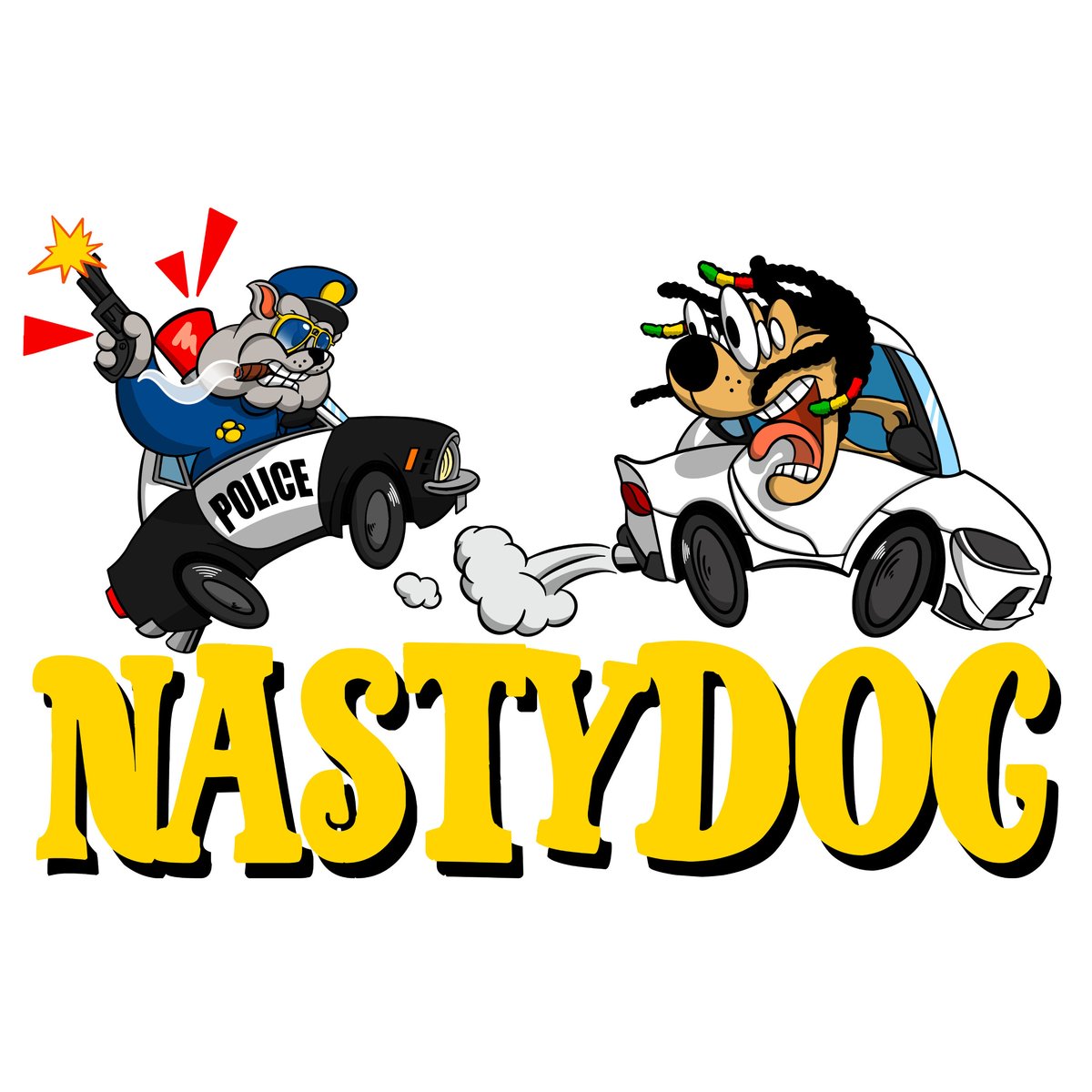 nasty dog car chaseTシャツ