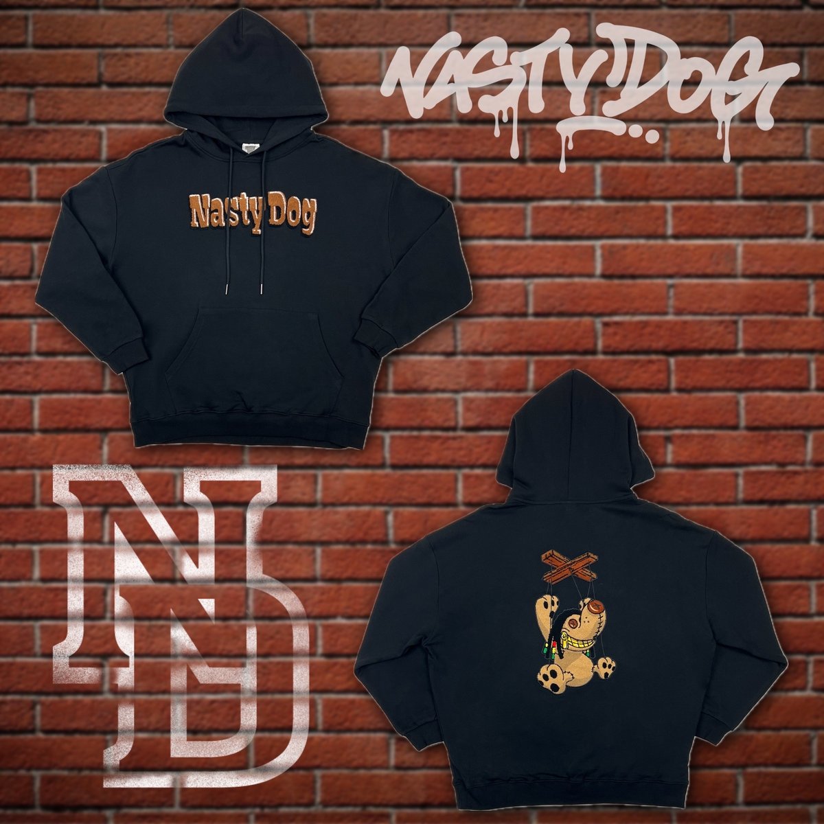 NastyDog 犬のマリオネットデザイン パーカー NastyDog 犬のマリオネットデザイン パーカー Marionette Hoodie