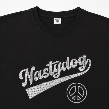 Rhinestone Script Tee(Black/White)