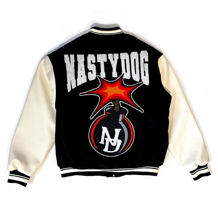 NASTYDOG スタジャン 爆弾モチーフ　M ND Bomb Stadium Jacket (Black) | NastyDog -OUTL