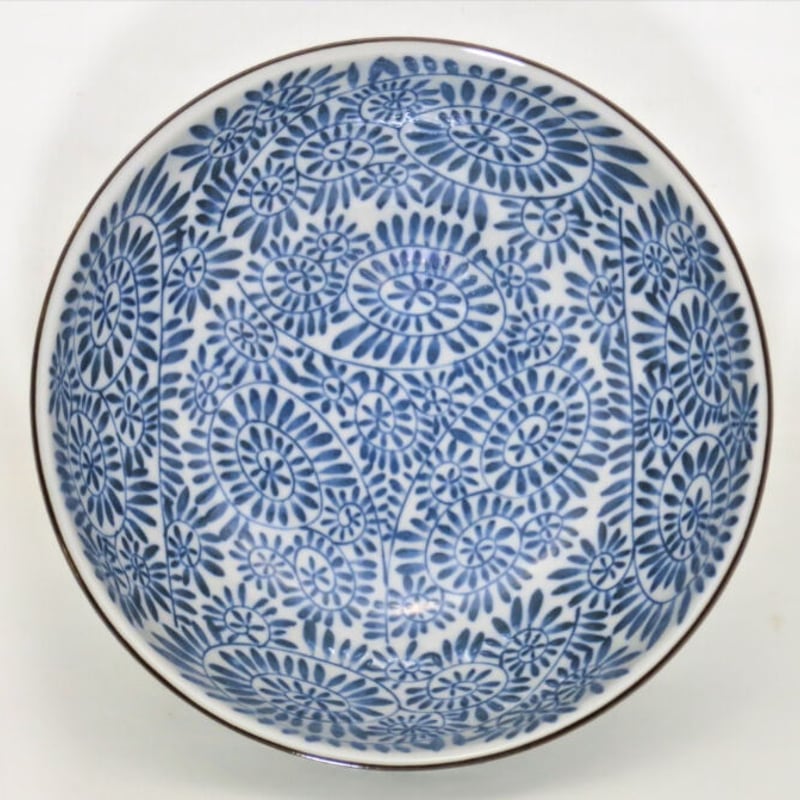 藍染タコ唐草 麺鉢 (磁器) (美濃焼) | ヤマニシ西尾陶器