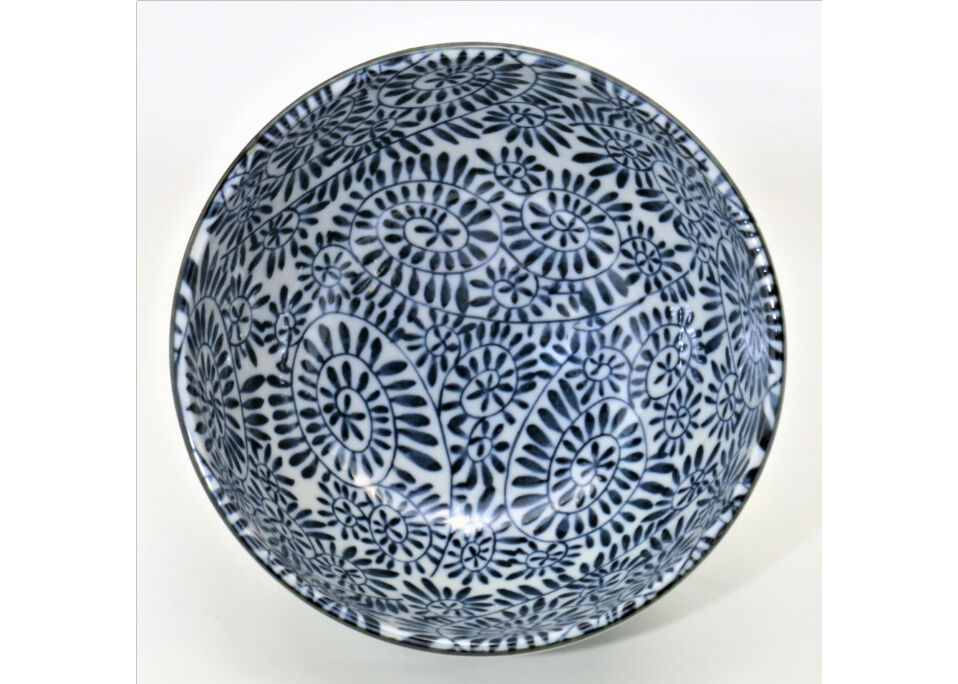 藍染タコ唐草 軽量丼(大) (磁器) (美濃焼) | ヤマニシ西尾陶器