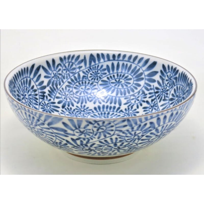 藍染タコ唐草 麺鉢 (磁器) (美濃焼) | ヤマニシ西尾陶器