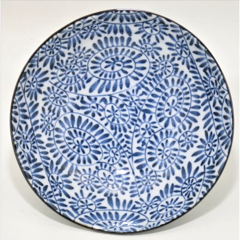 藍染タコ唐草 5.5寸(17cm)浅鉢 (磁器) (美濃焼) | ヤマニシ西尾陶器