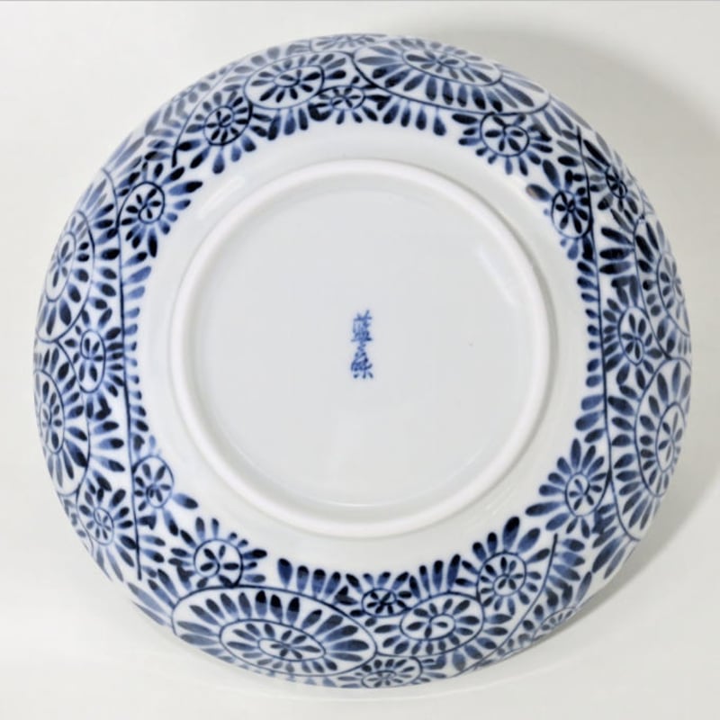 藍染タコ唐草 6.8寸(21cm)深皿 (磁器) (美濃焼) | ヤマニシ西尾陶器