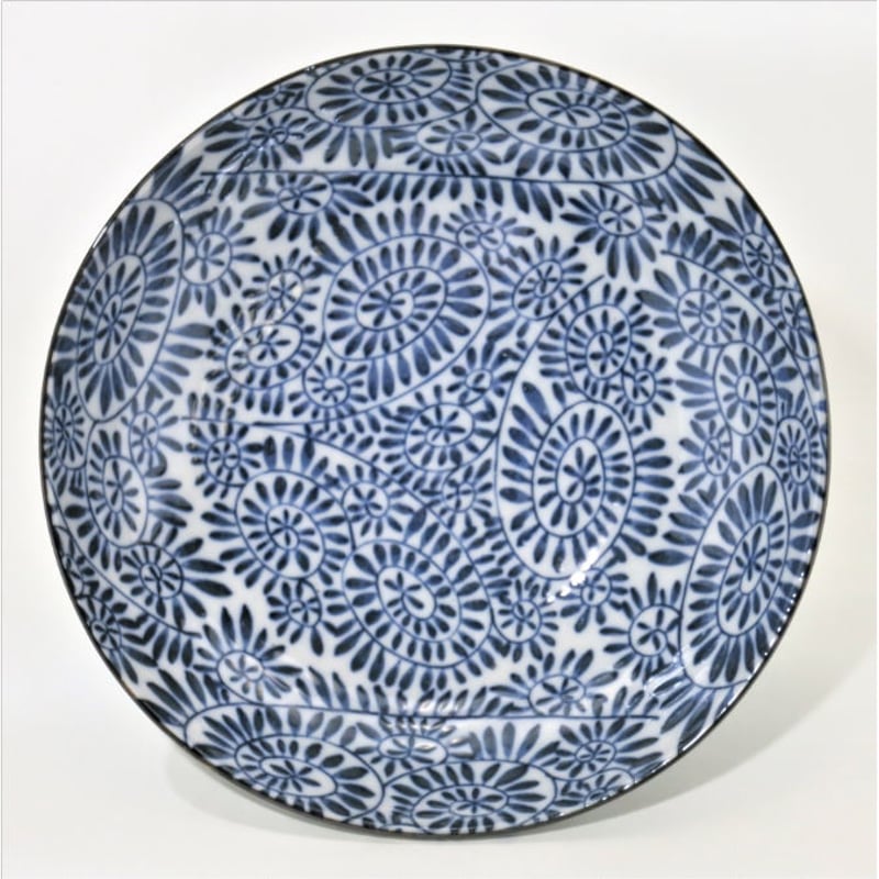 藍染タコ唐草 6.8寸(21cm)深皿 (磁器) (美濃焼) | ヤマニシ西尾陶器
