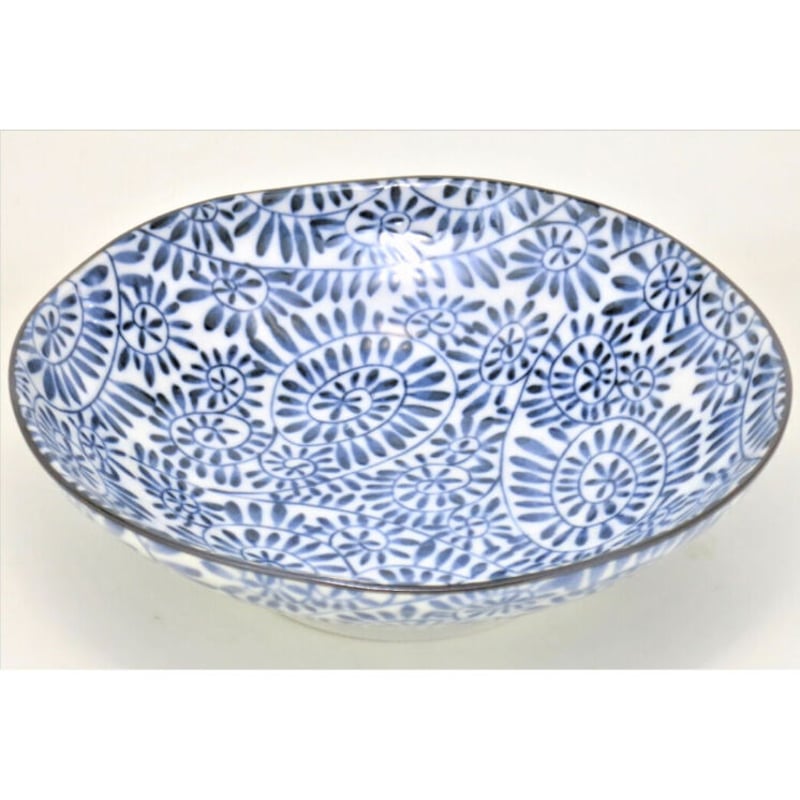 藍染タコ唐草 5.5寸(17cm)浅鉢 (磁器) (美濃焼) | ヤマニシ西尾陶器