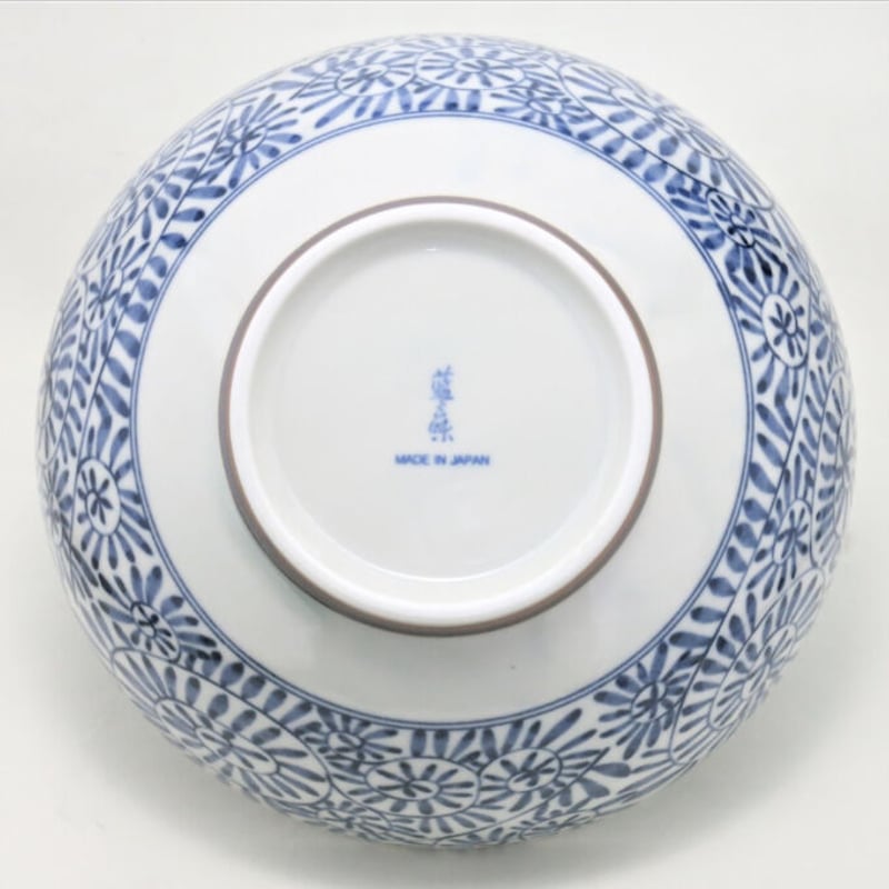 藍染タコ唐草 麺鉢 (磁器) (美濃焼) | ヤマニシ西尾陶器