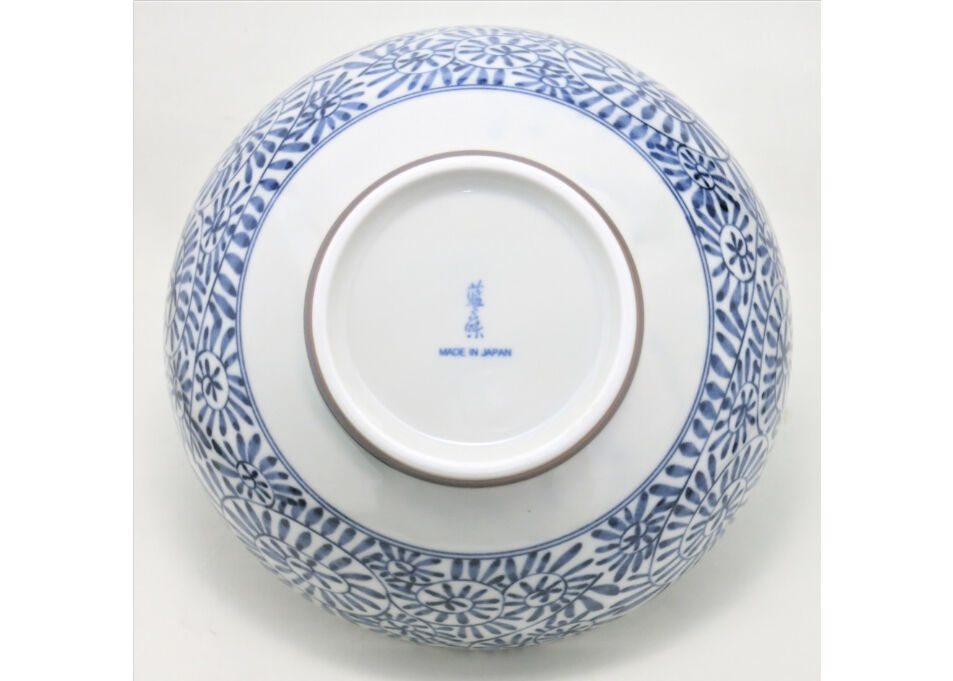 藍染タコ唐草 麺鉢 (磁器) (美濃焼) | ヤマニシ西尾陶器