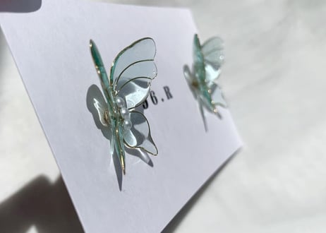 Blue butterfly pierce/earring
