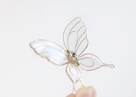 butterfly pony hook ( clear / purple )