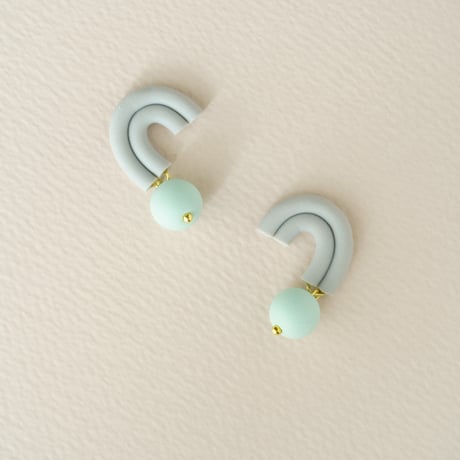 Zoey Arch Earrings - Grey & Light Blue