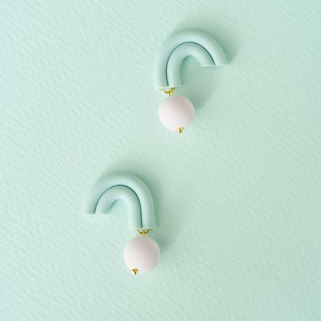 Zoey Arch Earrings - Mint Green & Pink