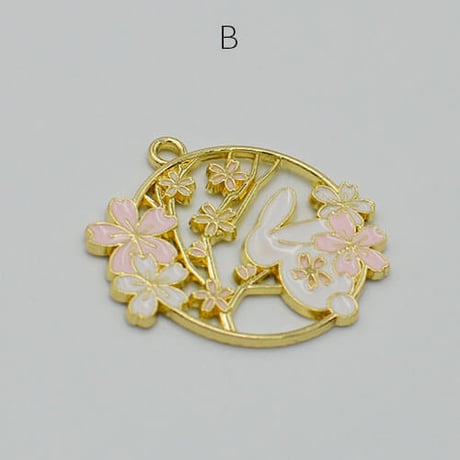rabbit and cherry blossoms charm