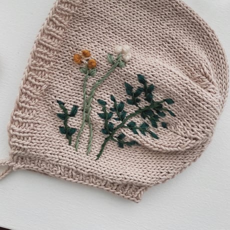 刺繍ボンネット（mustard×white）