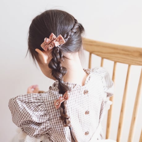 フラワーミニリボンのダブルヘアクリップ