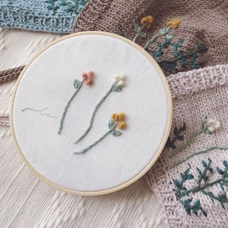 刺繍ボンネット（mustard×white）