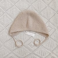 鹿の子編みあったかボンネット（ミルク）