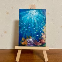 プチアート『小さな水族館』油絵