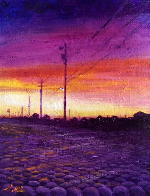 油絵 インテリア　F4-072212　風景（朝陽、夕陽）絵画　絵 油絵 インテリア F4-072212 風景（朝陽、夕陽）絵画 絵 油絵