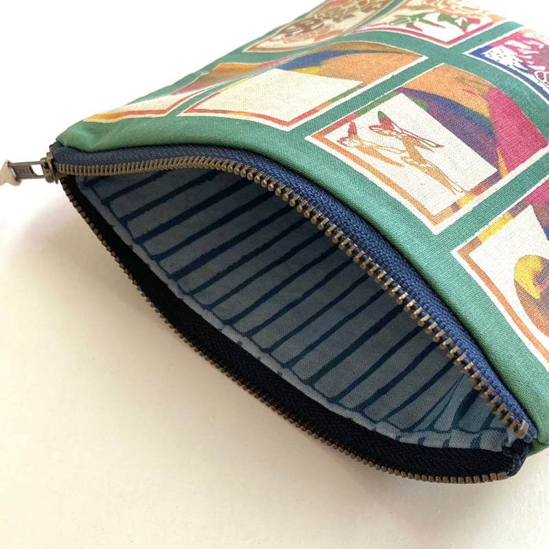 ポーチ [花札] 緑 / Zipper Pouch -Hanafuda(Japanese Pl