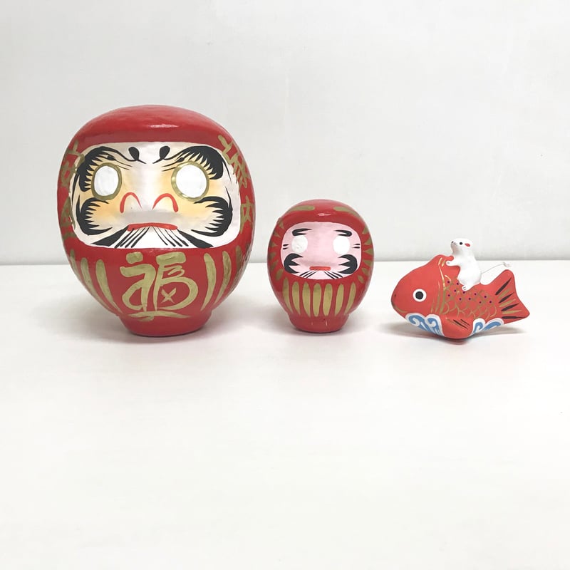 手ぬぐい [だるま×鯛乗り子] 紺 / Tenugui -Daruma doll×Zodiac
