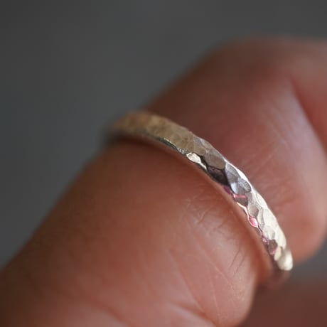 【受注生産】silver　槌目彫金太リング