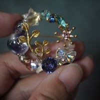 星屑ブローチ　紫幻想の金色小枝
