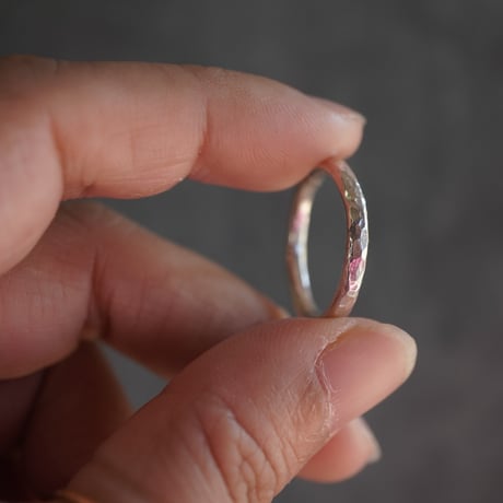 【受注生産】silver　槌目彫金太リング