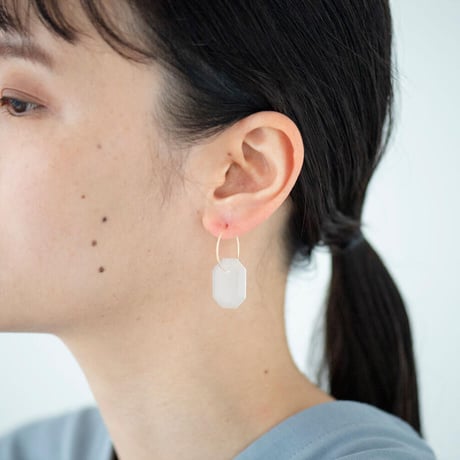 フープピアス （片耳）　マットクリア　hoop pierce HP-P1