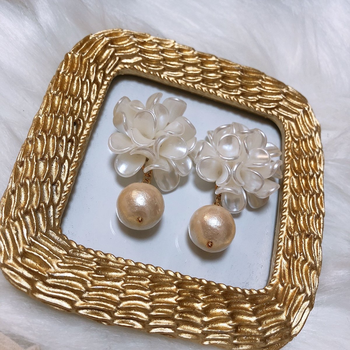 フラワーコットンパールピアス/イヤリング | mimical store